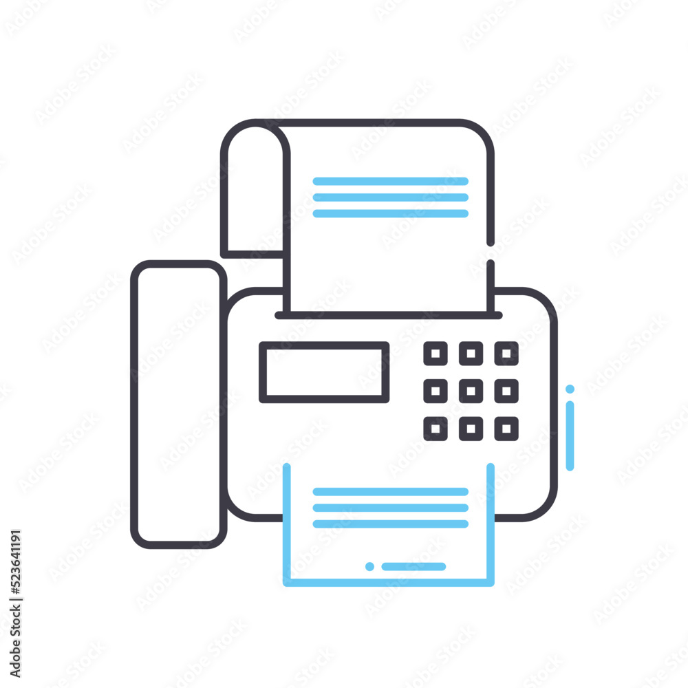 fax work line icon, outline symbol, vector illustration, concept sign fax work line icon, outline symbol, vector illustration, concept sign