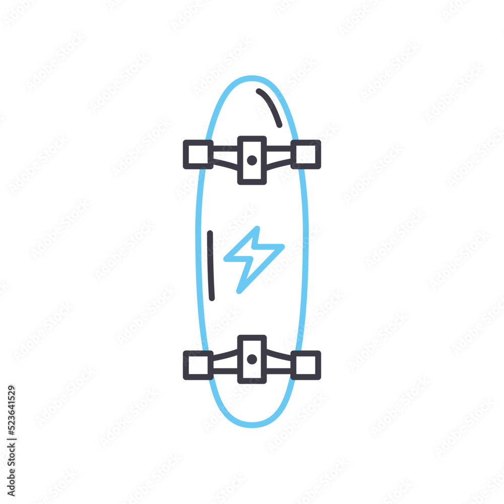 electric longboard line icon, outline symbol, vector illustration, concept sign electric longboard line icon, outline symbol, vector illustration, concept sign