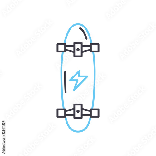 electric longboard line icon, outline symbol, vector illustration, concept sign