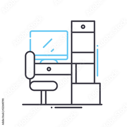 business workplace line icon, outline symbol, vector illustration, concept sign