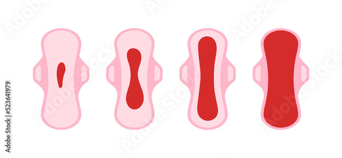Vaginal postpartum bleeding - lochia on sanitary pad set.