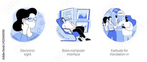 Human abilities augmentation isolated cartoon vector illustrations se