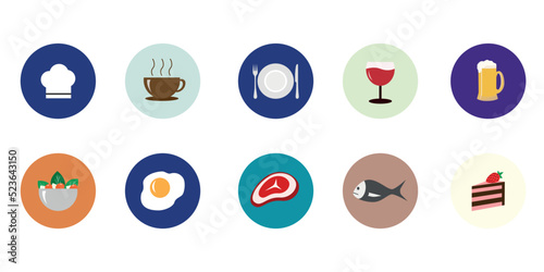 Social media instagram highlights cover. Icons for restaurant, cafe or bar. Perfect for bloggers.