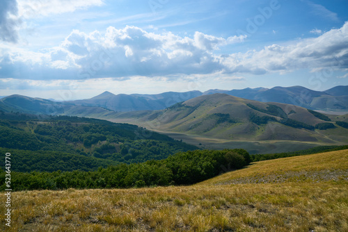 Monti Sibillini national park in the summer from Forca di Presta pathway, Italy
