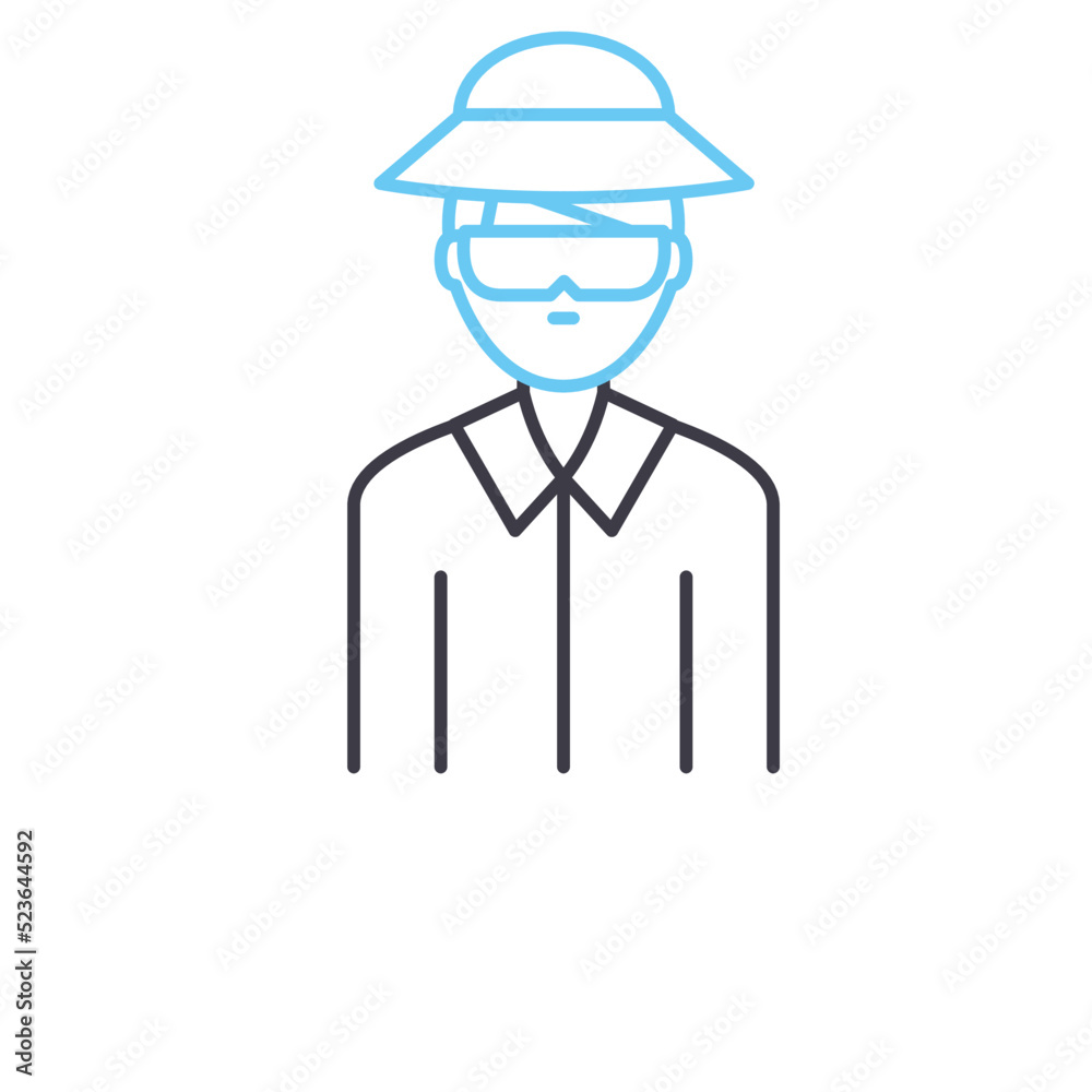 detective avatar line icon, outline symbol, vector illustration, concept sign