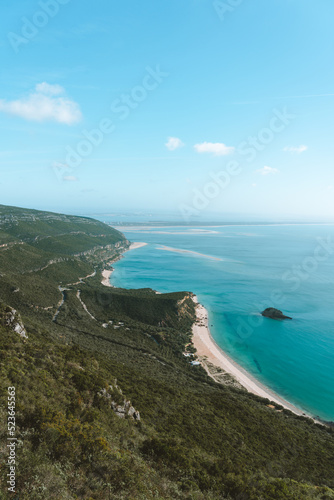 Aerial view of the Arrabida mountains in Portugal