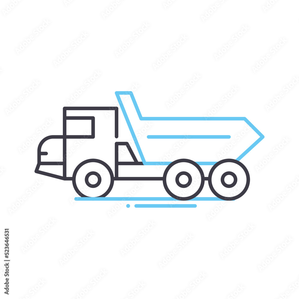 dump truck line icon, outline symbol, vector illustration, concept sign