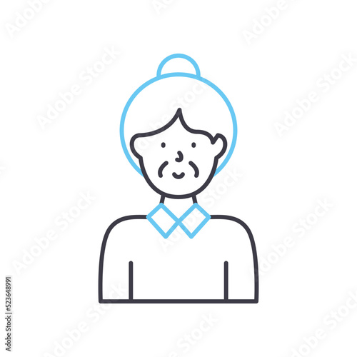 not contact elderly line icon, outline symbol, vector illustration, concept sign