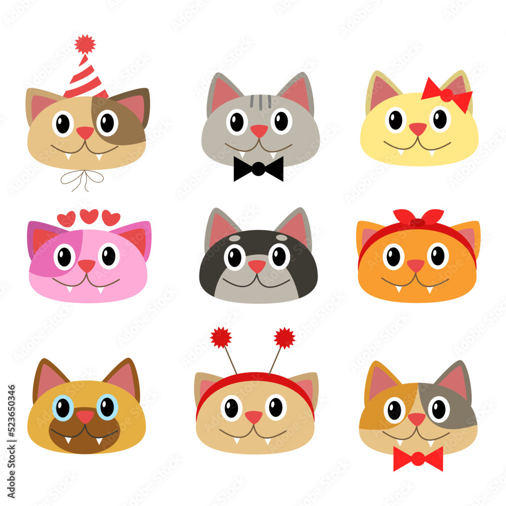 Collection of different kittens. Vector illustration. Collection of different kittens. Vector illustration.