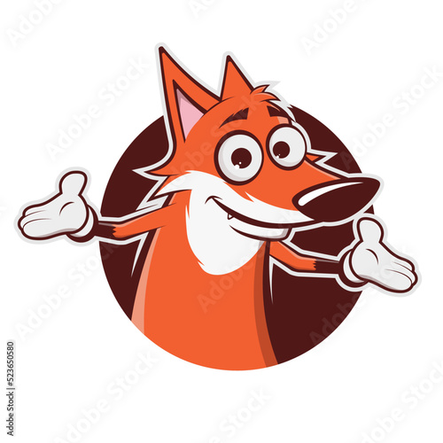 funny cartoon fox vector sign