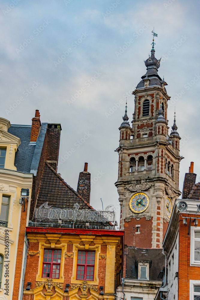 old town hall in europe with midevil tower and classic buildings
