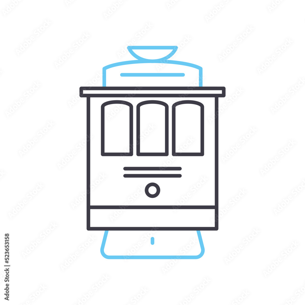 cuty tram line icon, outline symbol, vector illustration, concept sign cuty tram line icon, outline symbol, vector illustration, concept sign