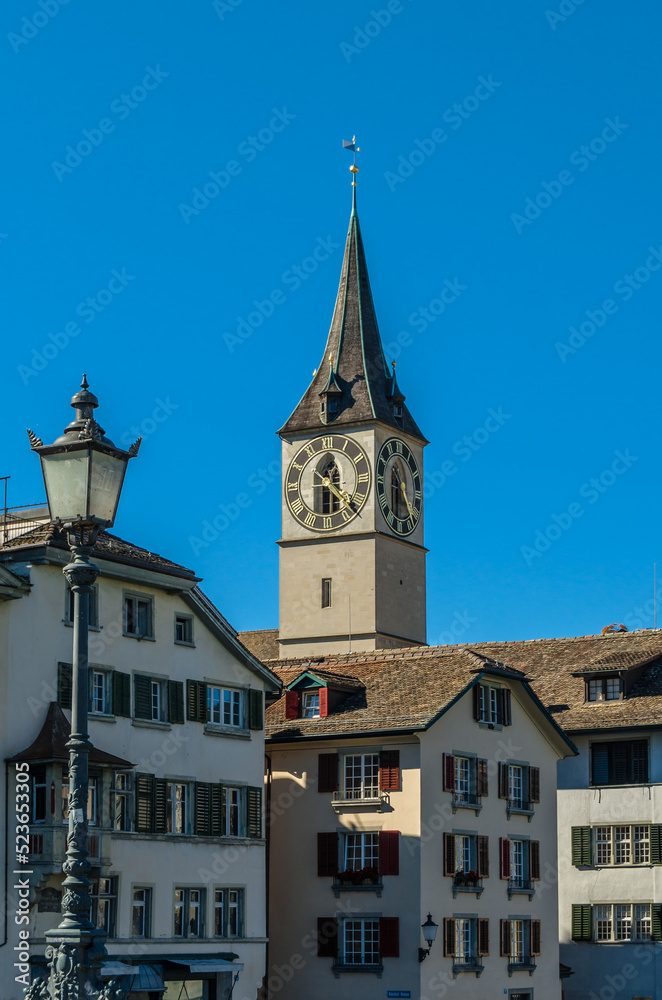 View of St. Peter church in Zurich, Switzerland