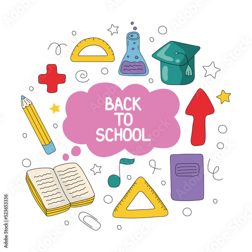 Back to school poster, banner design template. Education modern background
