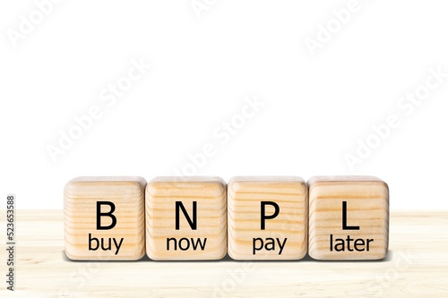 Fotografie BNPL text in wooden blocks