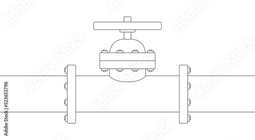 Outline pipeline with faucet vector illustration