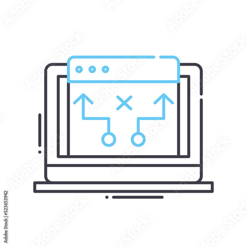 digital strategy line icon, outline symbol, vector illustration, concept sign