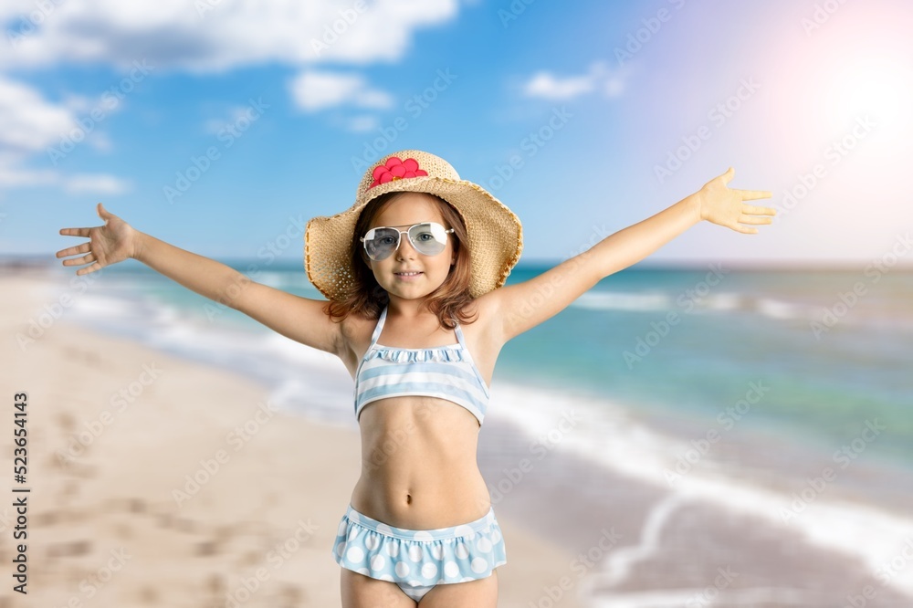 Sea kids Vacation concept. Happy Child fun on Beach. Sea kids Vacation concept. Happy Child fun on Beach.