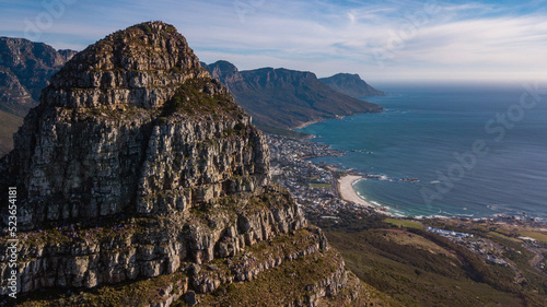 CAPE TOWN, South Africa. Lion's Head peak with The Twelve Apostles and the beach on the background. 