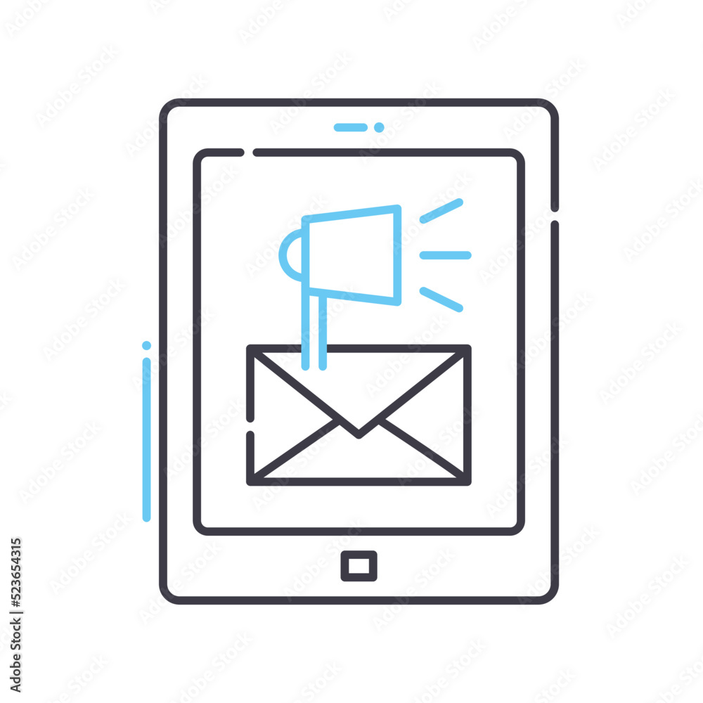 email marketing service line icon, outline symbol, vector illustration, concept sign email marketing service line icon, outline symbol, vector illustration, concept sign