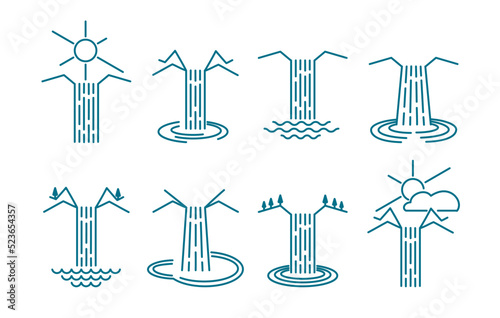 Waterfalls line icons