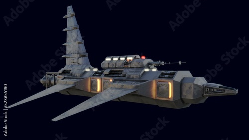 Slika na platnu 3D-illustration of an alien science fiction starship