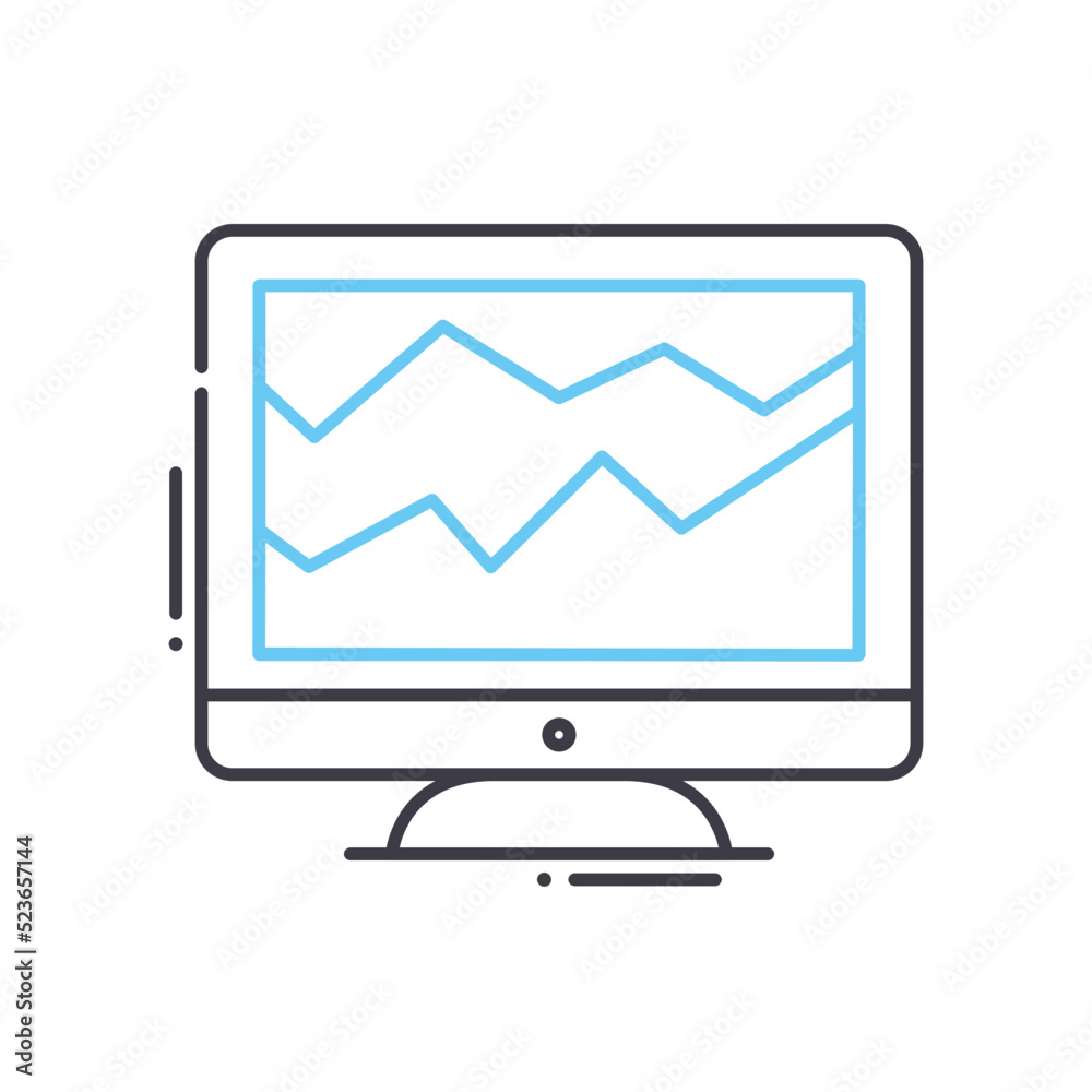 digital profits line icon, outline symbol, vector illustration, concept sign