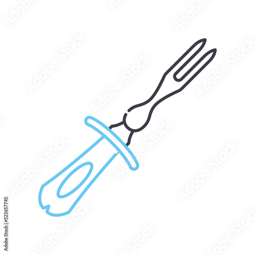 carving fork line icon, outline symbol, vector illustration, concept sign