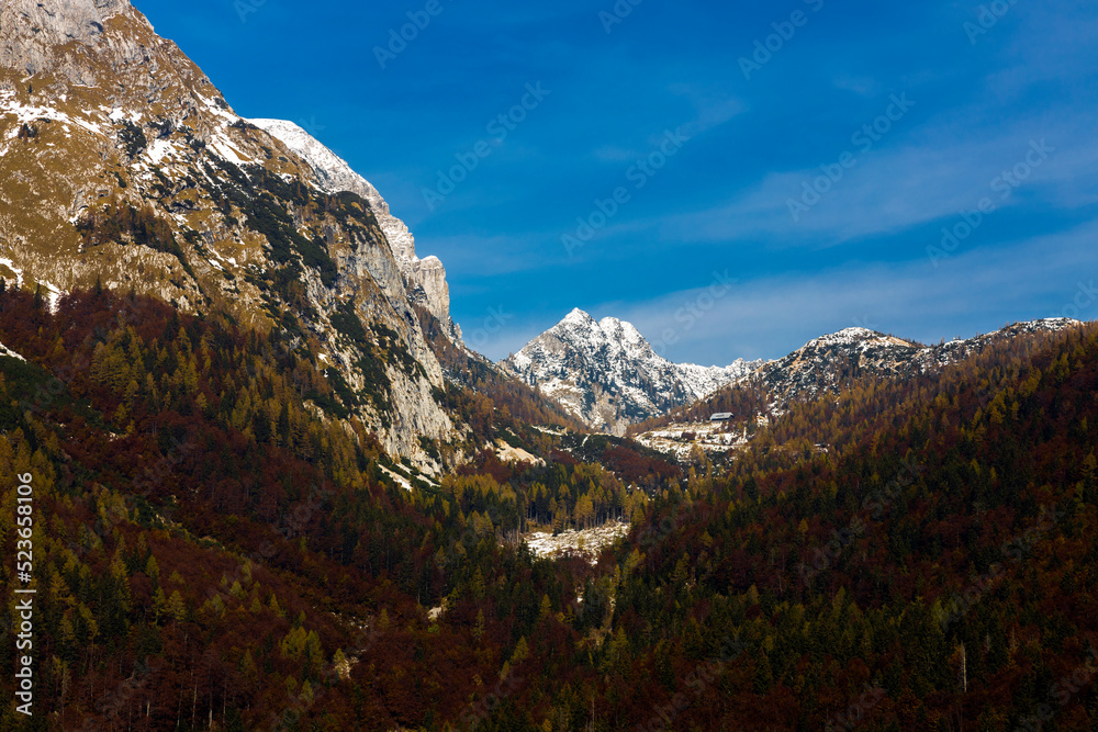 Vrsic Pass in Autumn Julian Alps Triglav National Park Slovenia