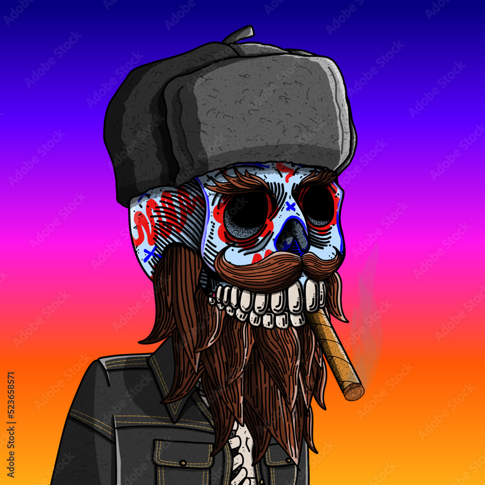 Calavera mexicana con personalidad única. inspirada en el estilo ruso