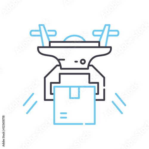 drone logistics line icon, outline symbol, vector illustration, concept sign