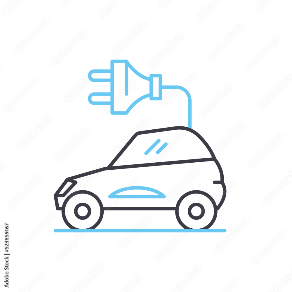 electric car line icon, outline symbol, vector illustration, concept sign