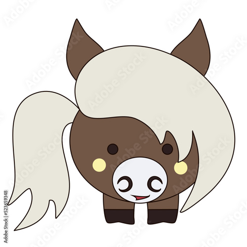 Horse Cute Pony Horsy Brown Cartoon Kawaii  Flat Vector Isolated Illustration 