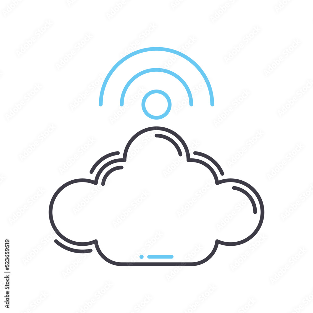 cloud wireless system line icon, outline symbol, vector illustration, concept sign cloud wireless system line icon, outline symbol, vector illustration, concept sign