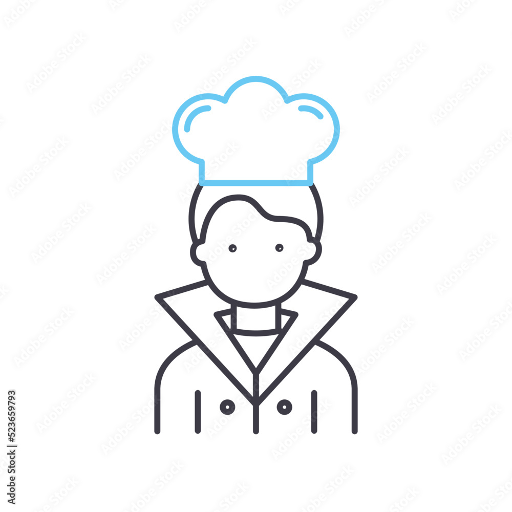 cheef cook avatar line icon, outline symbol, vector illustration, concept sign cheef cook avatar line icon, outline symbol, vector illustration, concept sign