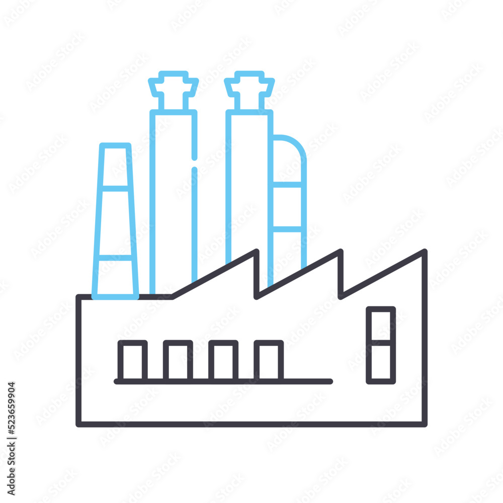 factory line icon, outline symbol, vector illustration, concept sign