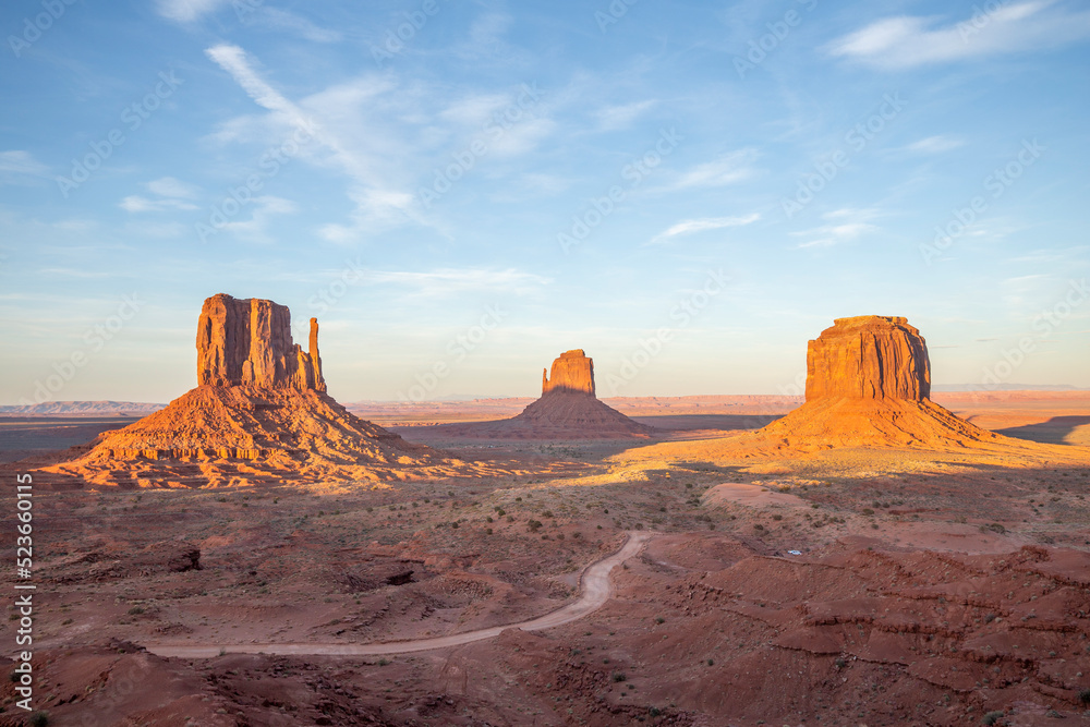 sunrise at west mitten butte in the monument valley, Utah