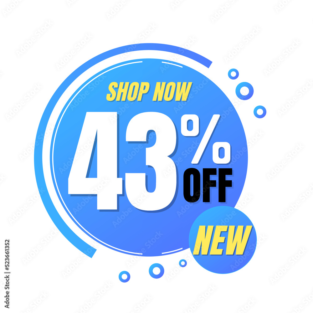 43% off, shop now, super discount with abstract blue and yellow sale design, vector illustration.percent offer, Forty-three 43% off, shop now, super discount with abstract blue and yellow sale design, vector illustration.percent offer, Forty-three