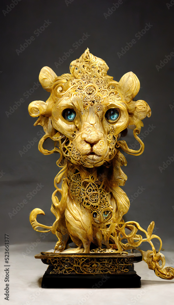Golden Lion Statue, Deep blue Eyes