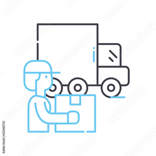 cargo loading line icon, outline symbol, vector illustration, concept sign