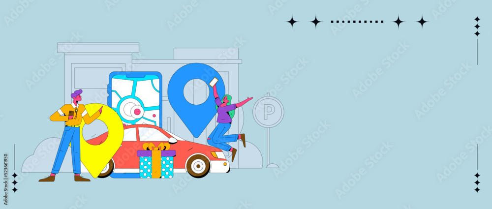 Shared travel vector creative concept illustration
Shared travel vector creative concept illustration