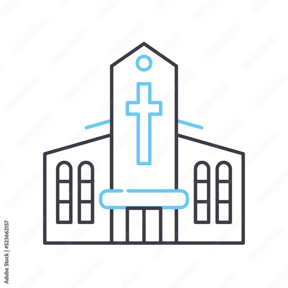chapel line icon, outline symbol, vector illustration, concept sign