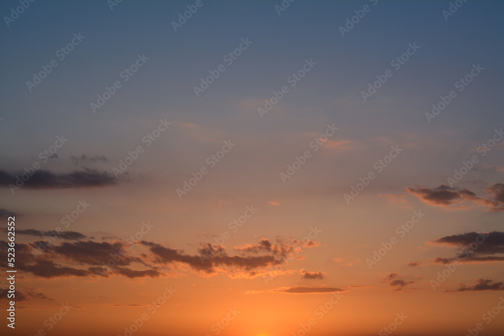 Picturesque view of beautiful sunset sky with clouds