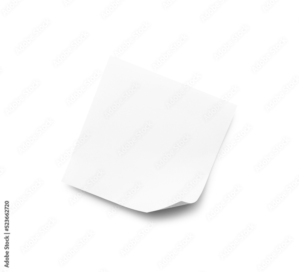 Blank sticky note on white background, top view Blank sticky note on white background, top view
