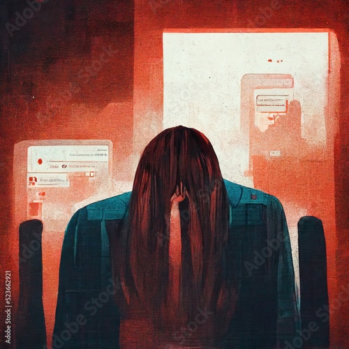 Cyber bullying concept, rumors, discredit, bullying, insult, racist, threat, harassment, hacking, impersonate and social media bully photo