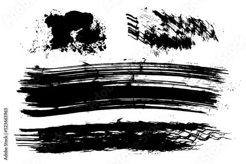 Simple Vector Set 4 Abstract Black Scribble Brush