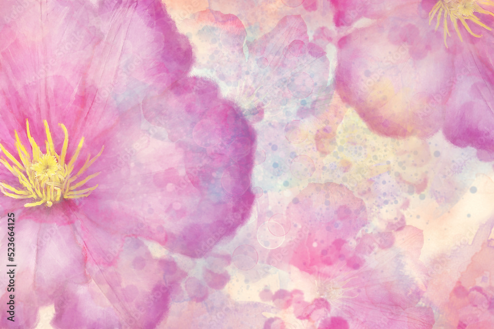 Fototapeta premium Abstract Flower Background Watercolor.Digital Illustration.
