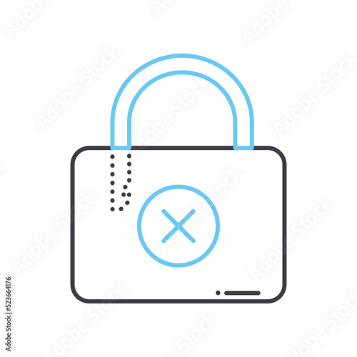 closed padlock line icon, outline symbol, vector illustration, concept sign