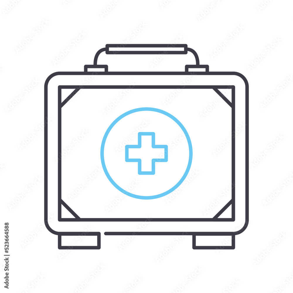 first aid kit line icon, outline symbol, vector illustration, concept sign first aid kit line icon, outline symbol, vector illustration, concept sign