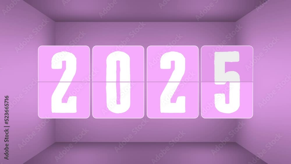 Video Stock Mechanical flip clock switches from year 2022 to 2023, 2024